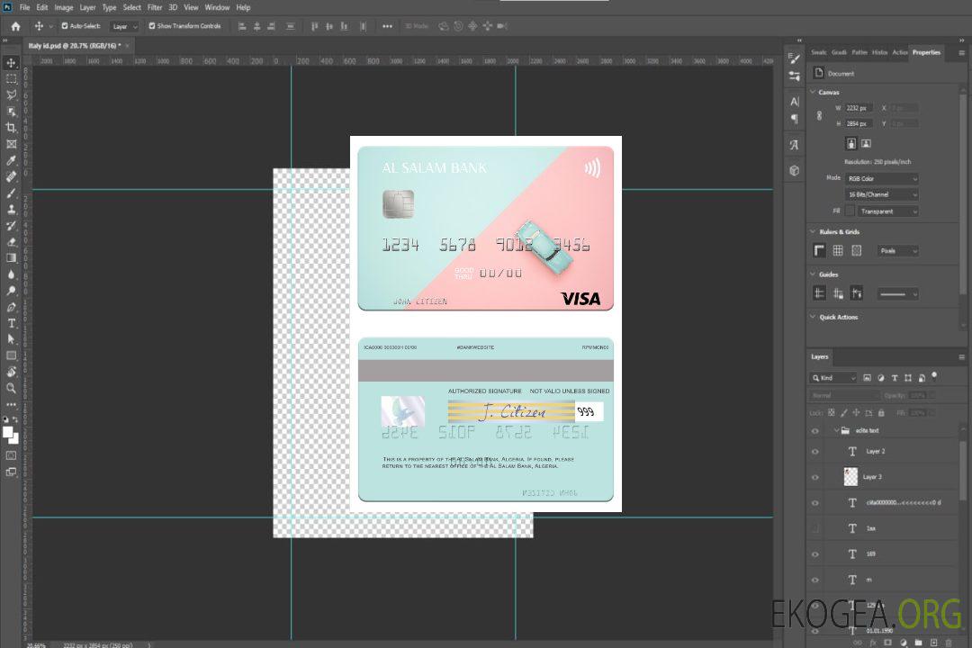 Carte visa Algérie Al Salam Bank template Carte visa Algérie Al Salam Bank template